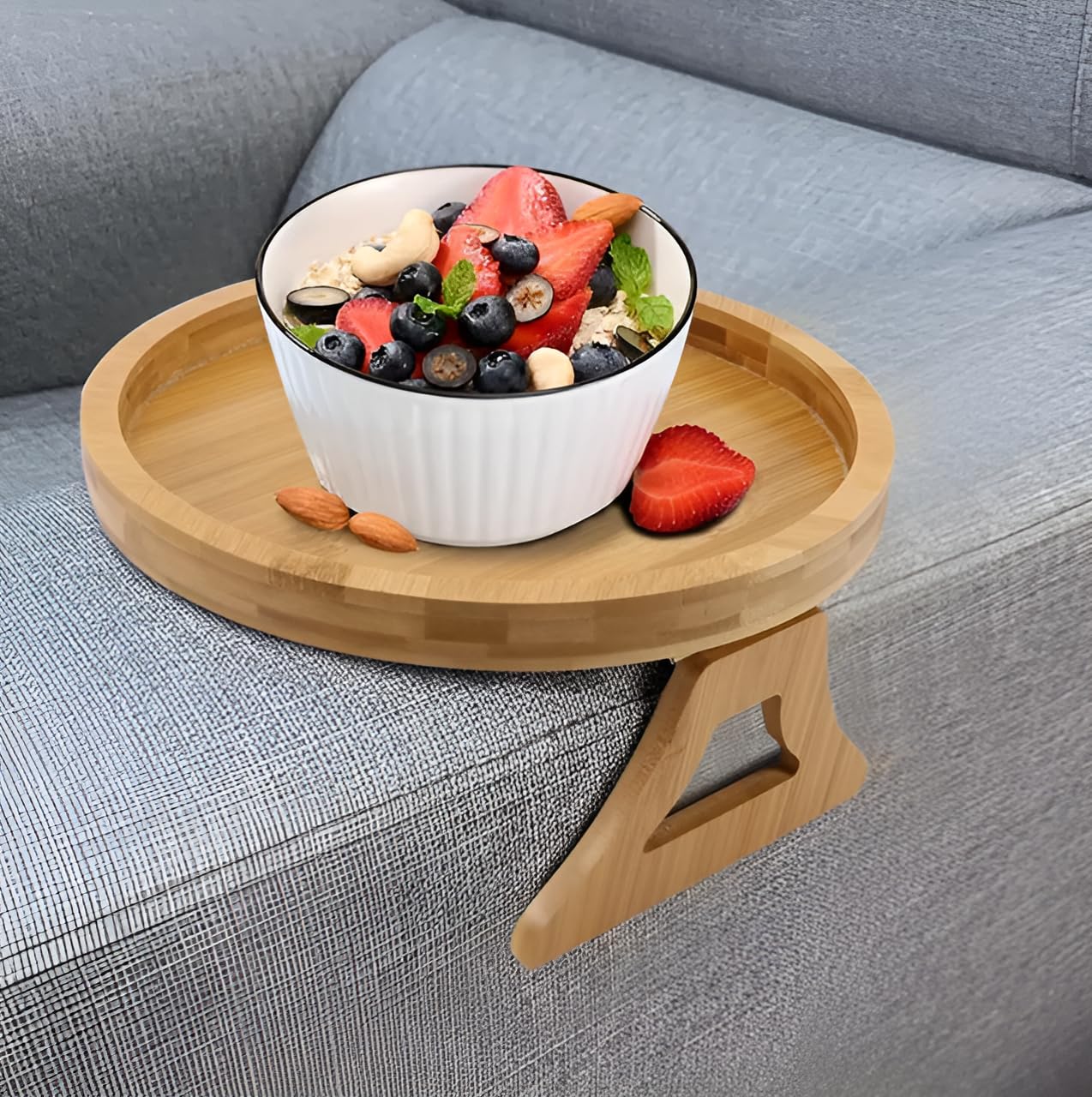 Natural Bamboo Sofa Armrest Tray